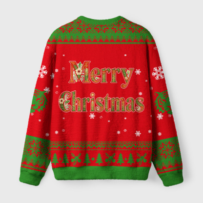 Tokyo-Tiger Japanese Auspicious Flower Tiger Fuzzy Christmas Ugly Sweatshirt