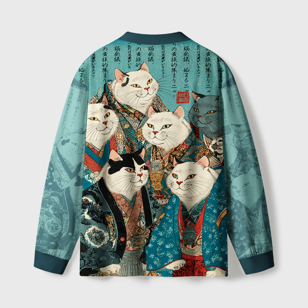 Tokyo-Tiger Formal Gathering of Ukiyo-e Cat Nobles Eco-Friendly Long Sleeve T-Shirt