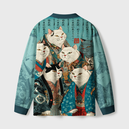 Tokyo-Tiger Formal Gathering of Ukiyo-e Cat Nobles Eco-Friendly Long Sleeve T-Shirt