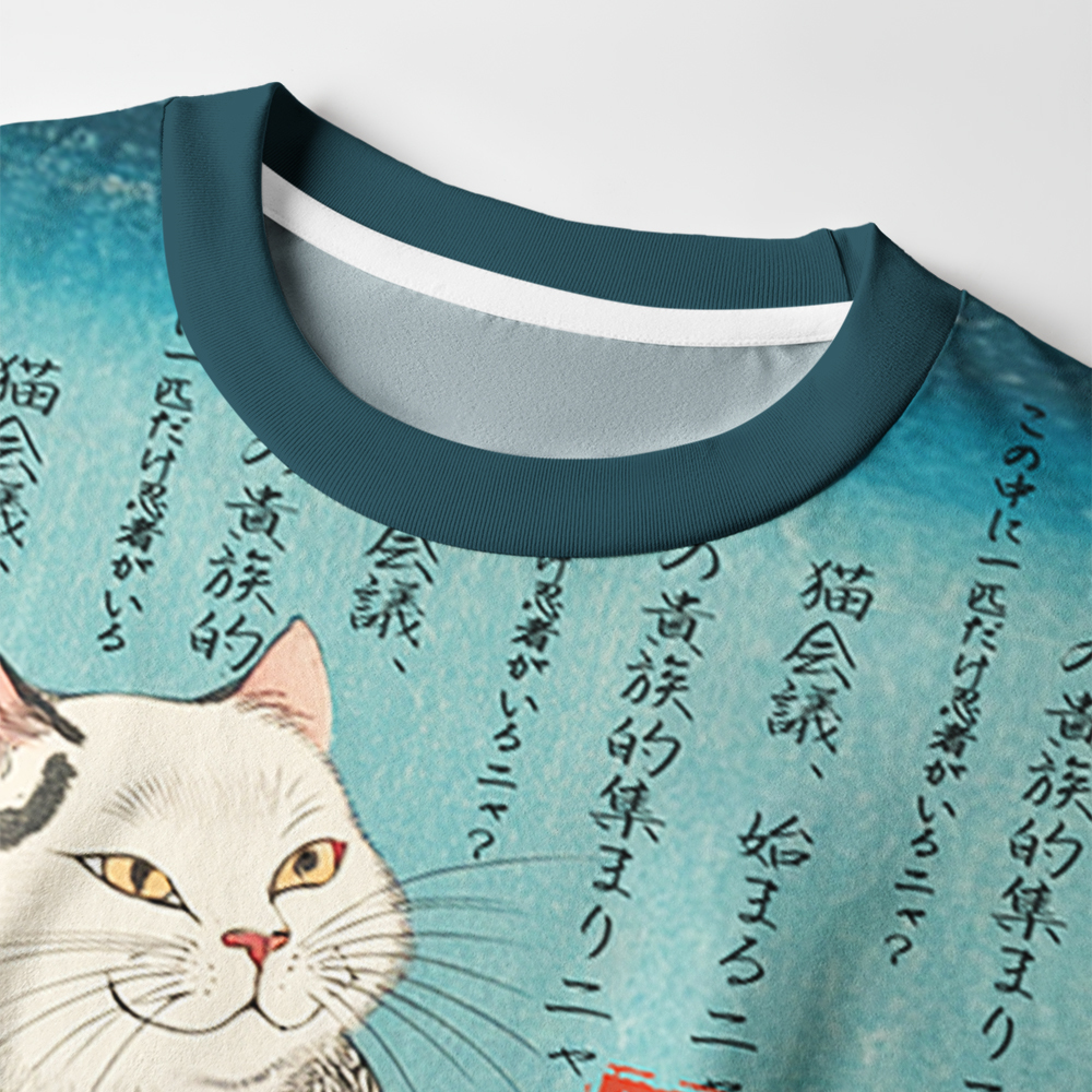 Tokyo-Tiger Formal Gathering of Ukiyo-e Cat Nobles Eco-Friendly Long Sleeve T-Shirt
