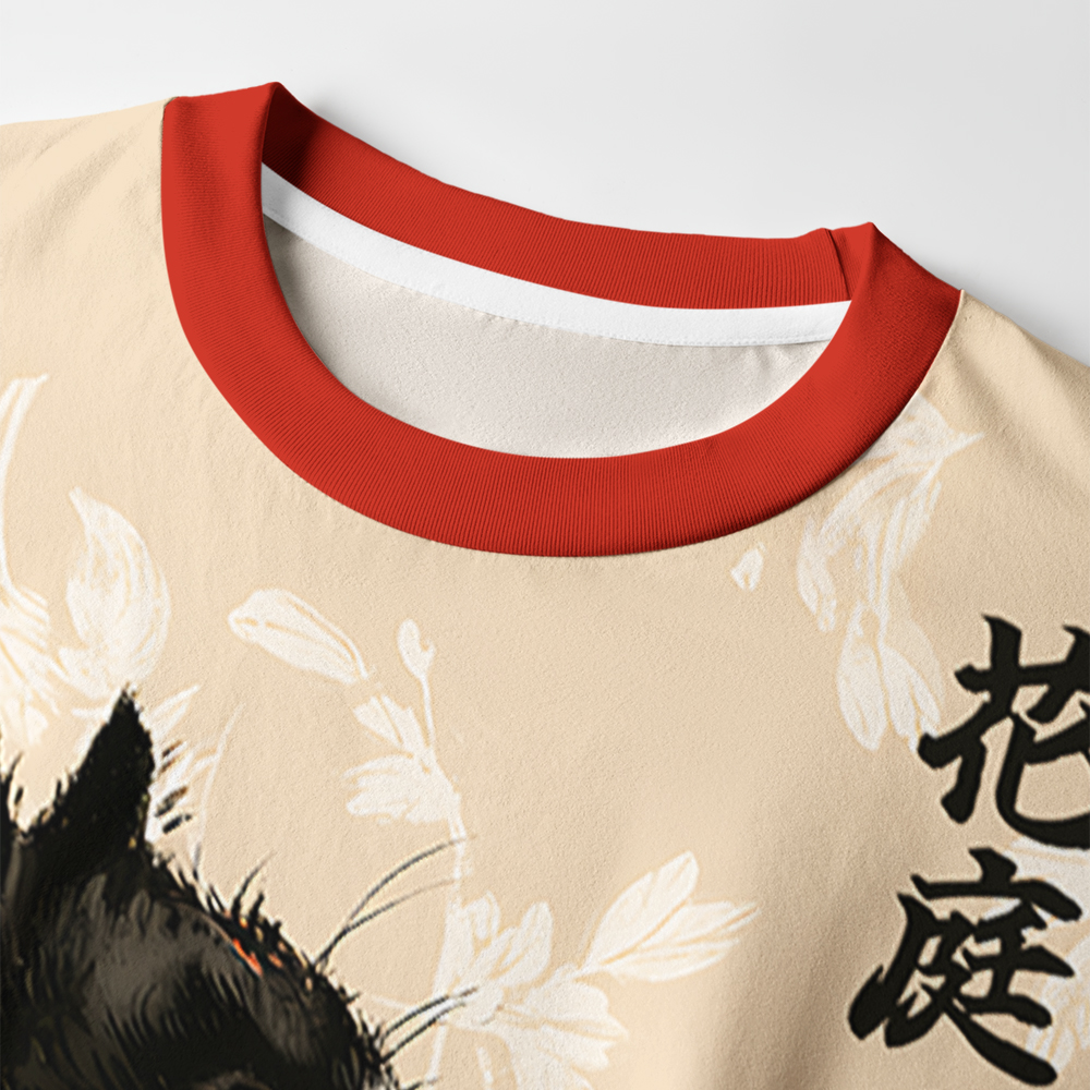 Tokyo-Tiger Cat Among Peonies Eco-Friendly Long Sleeve T-Shirt