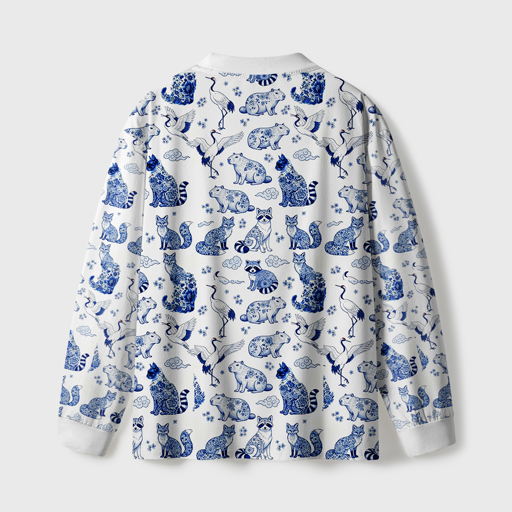 Tokyo-Tiger Floral Adorned Animals In Harmony Eco-Friendly Long Sleeve T-Shirt