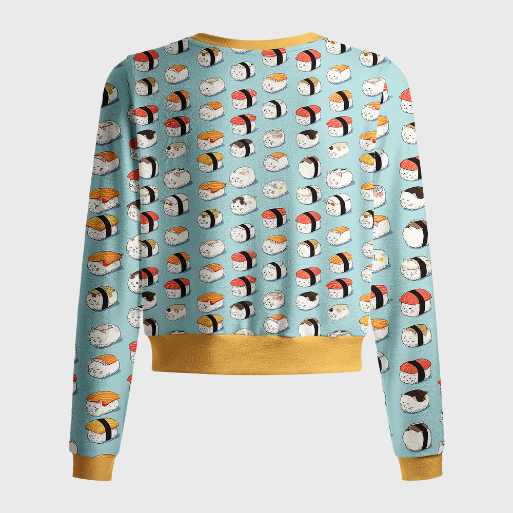 Tokyo-Tiger Funny Cat Sushi Women's Lightweight Cardigan
