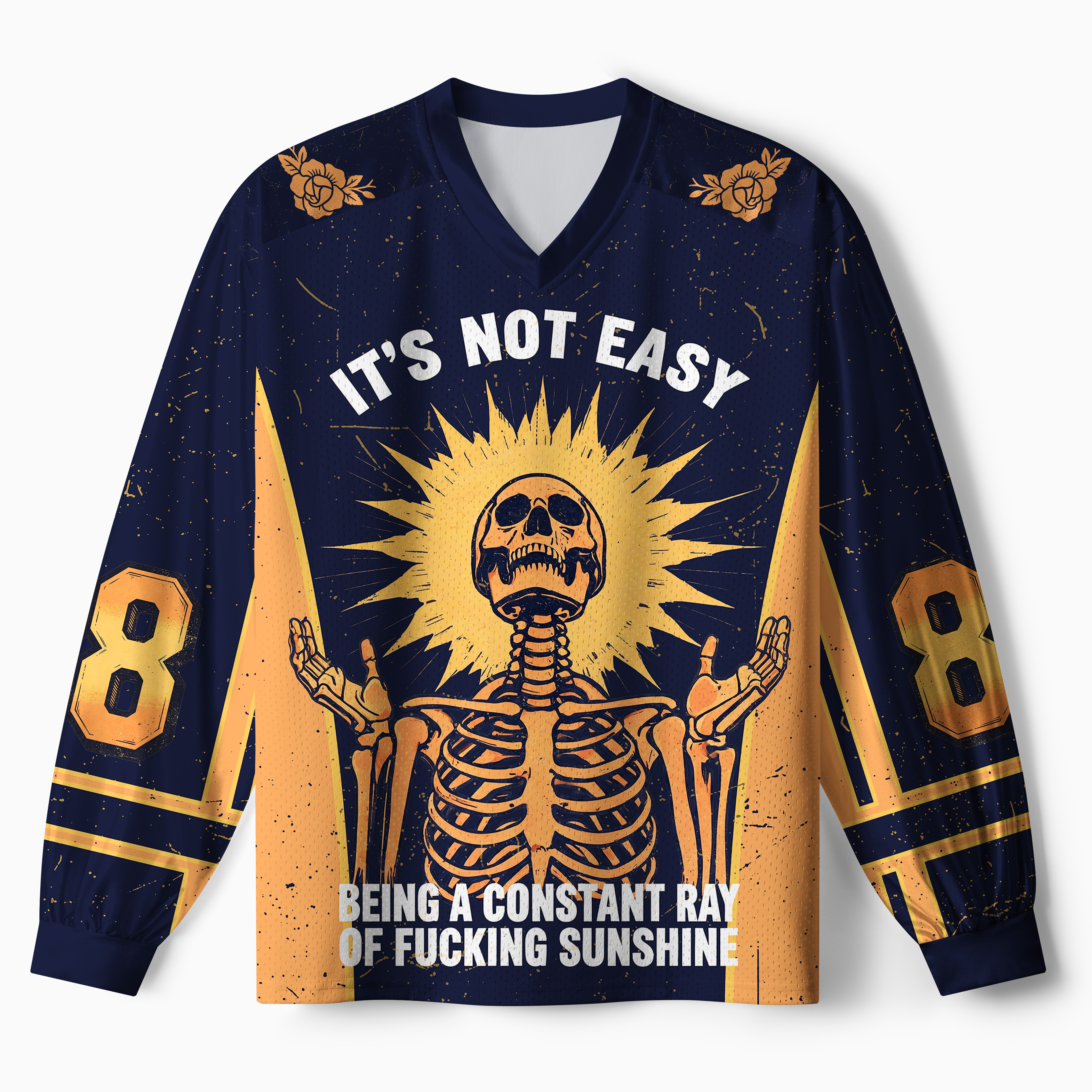 Tokyo-Tiger Shining Funny Skeleton Paneled Long Sleeve Jersey