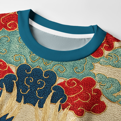 Tokyo-Tiger Vermilion Phoenixes in Brocade Skies Eco-Friendly Long Sleeve T-Shirt