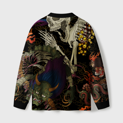 Tokyo-Tiger Japanese Yokai And Skeletons Eco-Friendly Long Sleeve T-Shirt