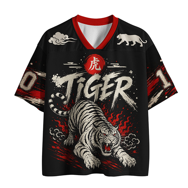 Tokyo-Tiger Fierce White Tiger Mesh Jersey