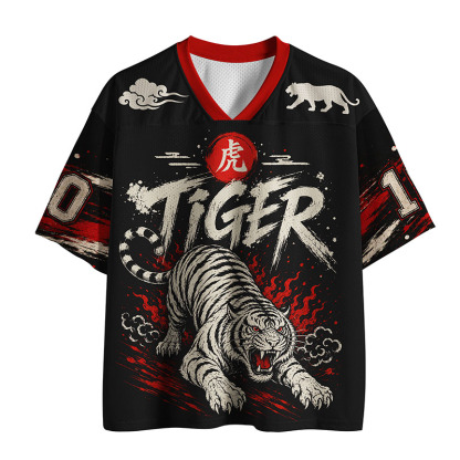 Tokyo-Tiger Fierce White Tiger Mesh Jersey