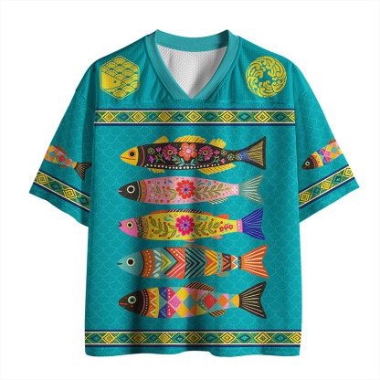 Tokyo-Tiger Colorful Patterned Fish Mesh Jersey