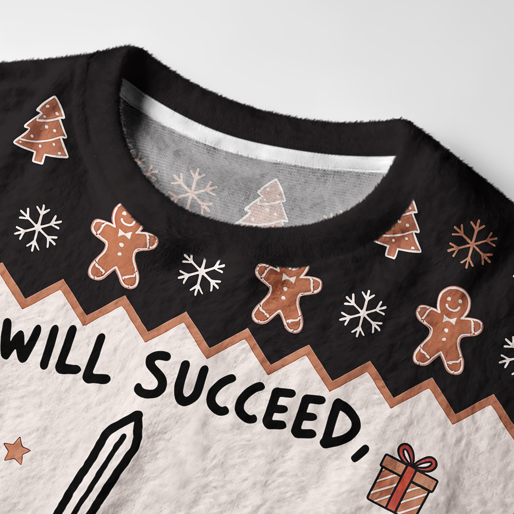 Tokyo-Tiger Funny Gingerbread Warrior Crocodile Fuzzy Christmas Ugly Sweatshirt