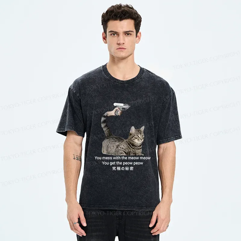 Tokyo-Tiger Cat's Secret Weapon Washed T-Shirt