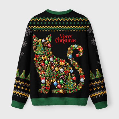 Tokyo-Tiger Jolly Christmas Kitty Fuzzy Christmas Ugly Sweatshirt