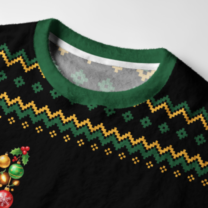 Tokyo-Tiger Jolly Christmas Kitty Fuzzy Christmas Ugly Sweatshirt
