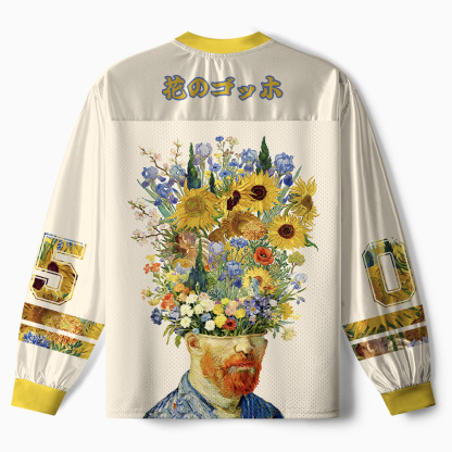Tokyo-Tiger Floral Van Gogh Paneled Long Sleeve Jersey