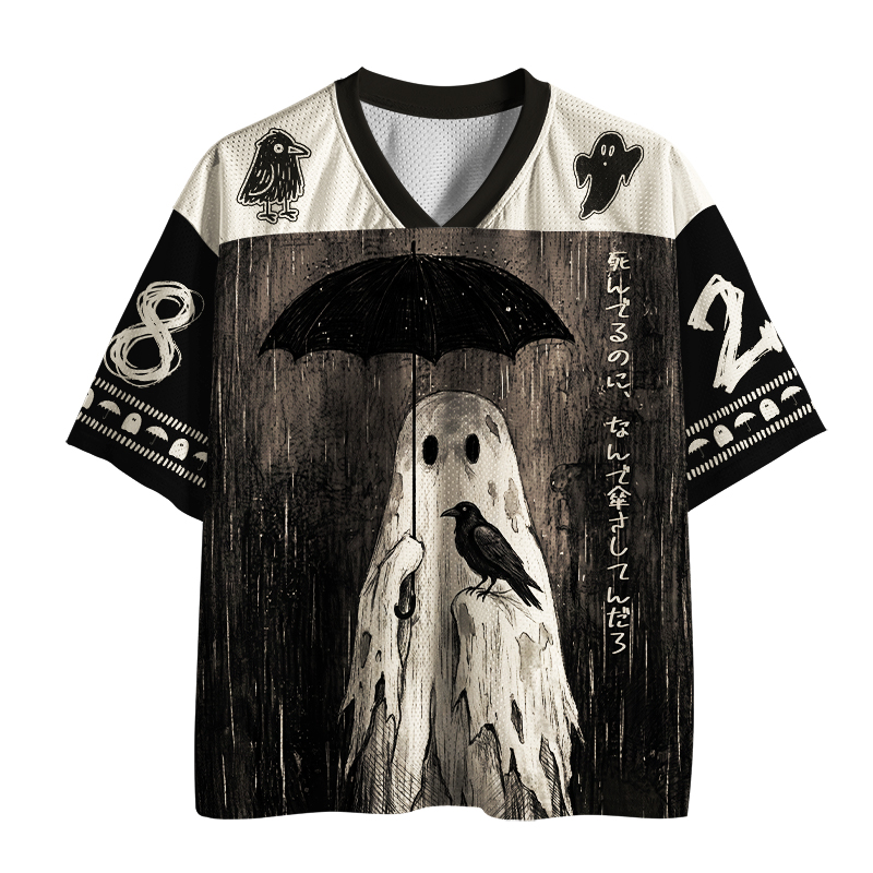 Tokyo-Tiger Funny Dead But Still Holding Umbrella Ghost Mesh Jersey