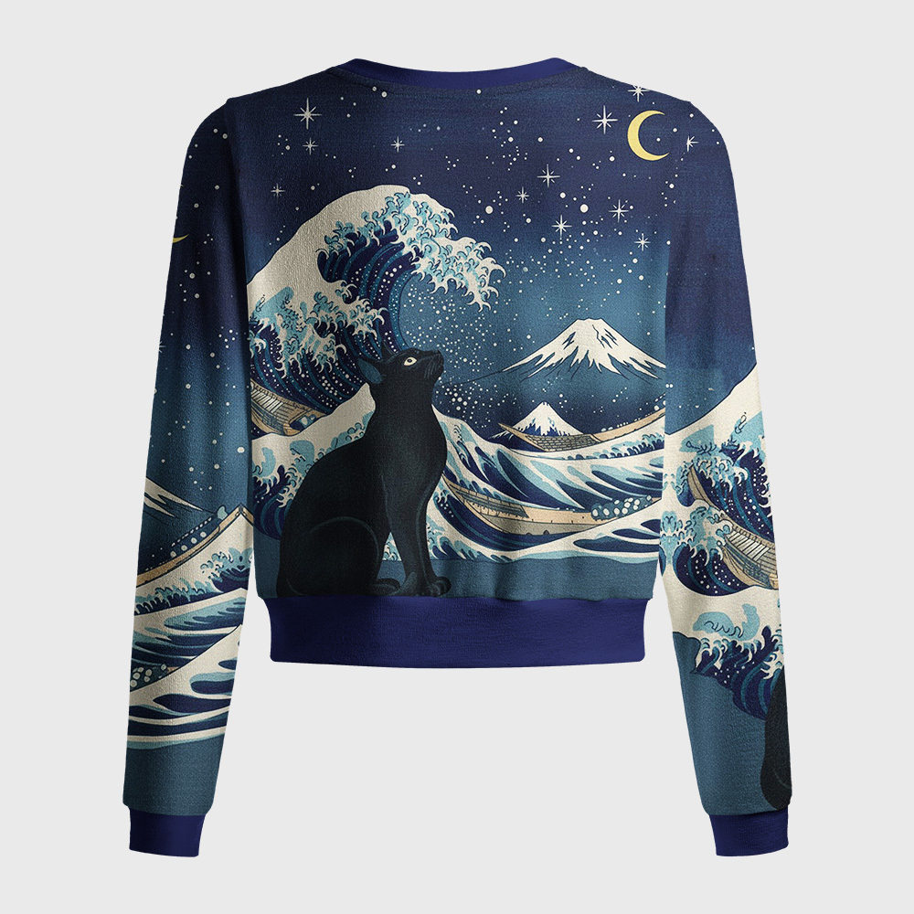 Tokyo-Tiger Cat Staring at the Starry Night Women's Lightweight Cardigan