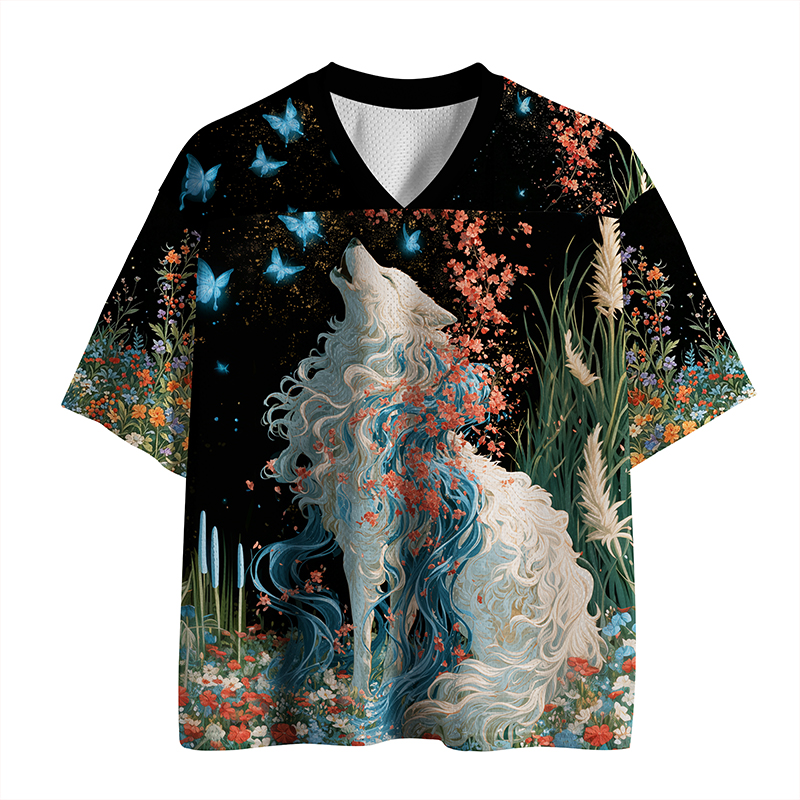 Tokyo-Tiger Wolf Of Midnight Bloom Mesh Jersey