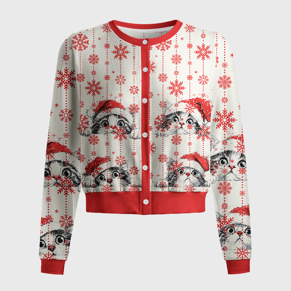 Tokyo-Tiger The Curious Christmas Cat Women's Lightweight Cardigan