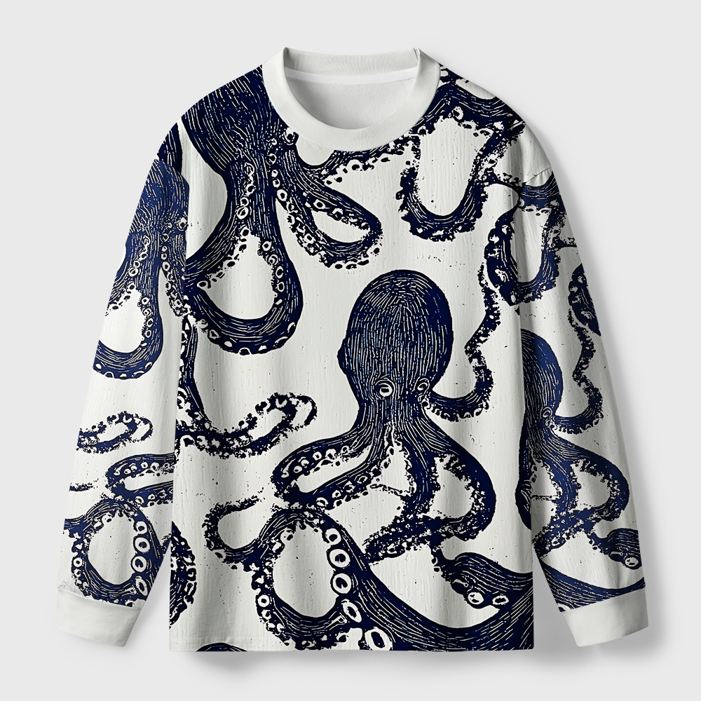 Tokyo-Tiger Ocean Octopus Eco-Friendly Long Sleeve T-Shirt