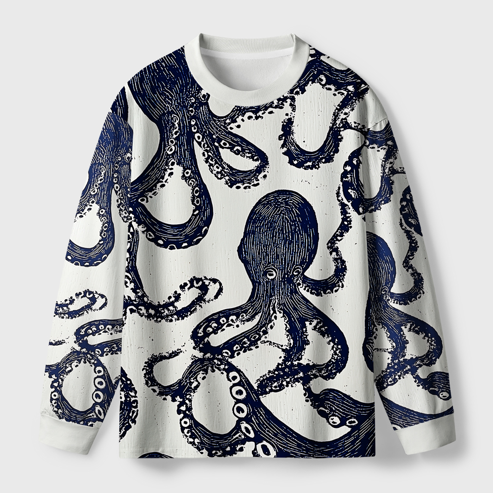 Tokyo-Tiger Ocean Octopus Eco-Friendly Long Sleeve T-Shirt