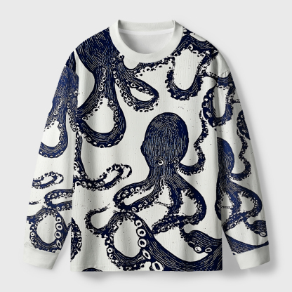 Tokyo-Tiger Ocean Octopus Eco-Friendly Long Sleeve T-Shirt