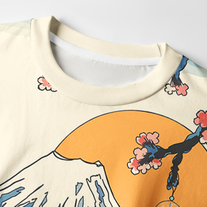 Tokyo-Tiger Cat Looking At The Great Wave Eco-Friendly Long Sleeve T-Shirt