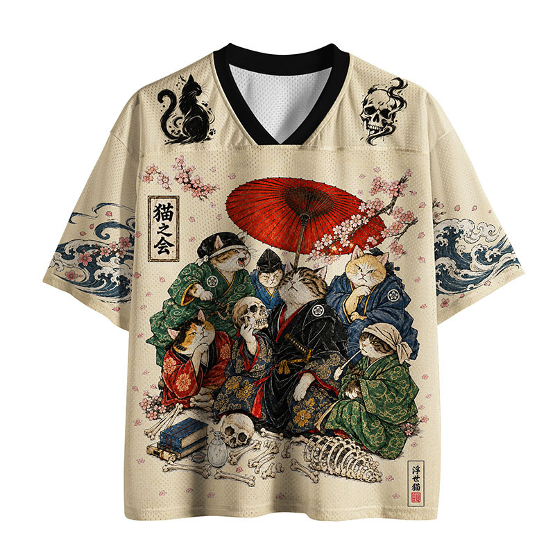 Tokyo-Tiger Funny Cat Samurai Gang Mesh Jersey Sale