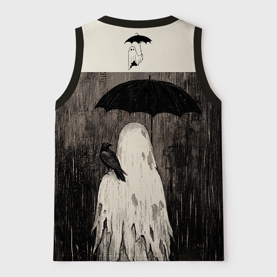 Tokyo-Tiger Funny Dead But Still Holding Umbrella Ghost Mesh Tank Top