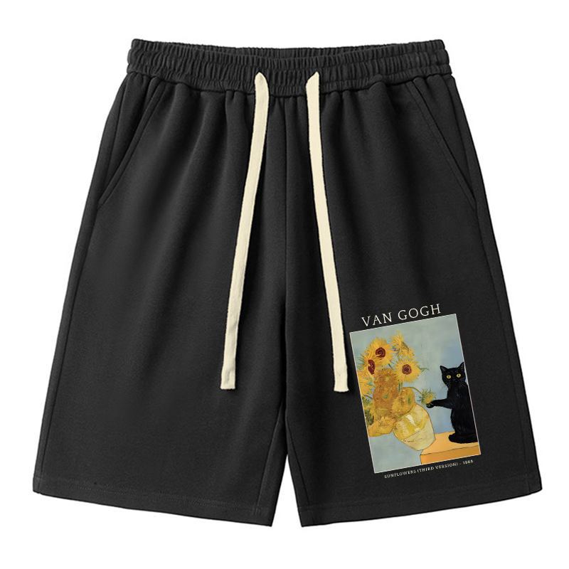 Tokyo-Tiger Black Cat With Sunflowers Unisex Shorts