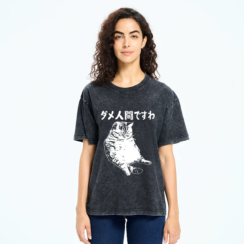 Tokyo-Tiger Angry Cat Japan Washed T-Shirt