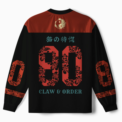 Tokyo-Tiger Samurai Cat Warrior Paneled Long Sleeve Jersey