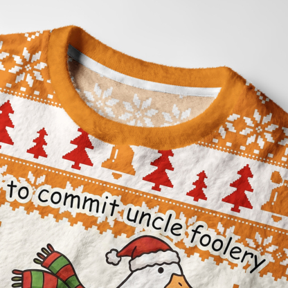 Tokyo-Tiger Funny Meme Christmas Duck Scooter Fuzzy Christmas Ugly Sweatshirt