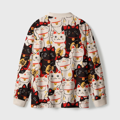 Tokyo-Tiger Lucky Cat Eco-Friendly Long Sleeve T-Shirt
