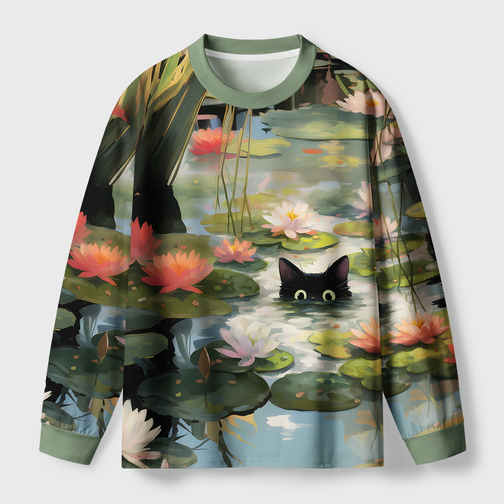 Tokyo-Tiger Cats In The Lotus Pond Eco-Friendly Long Sleeve T-Shirt