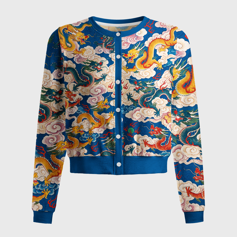 Tokyo-Tiger Celestial Dragons In Clouds Women's Lightweight Cardigan