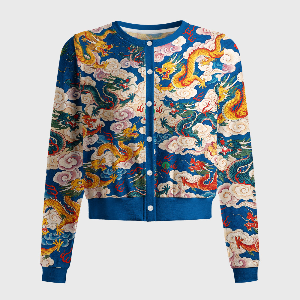 Tokyo-Tiger Celestial Dragons In Clouds Women's Lightweight Cardigan