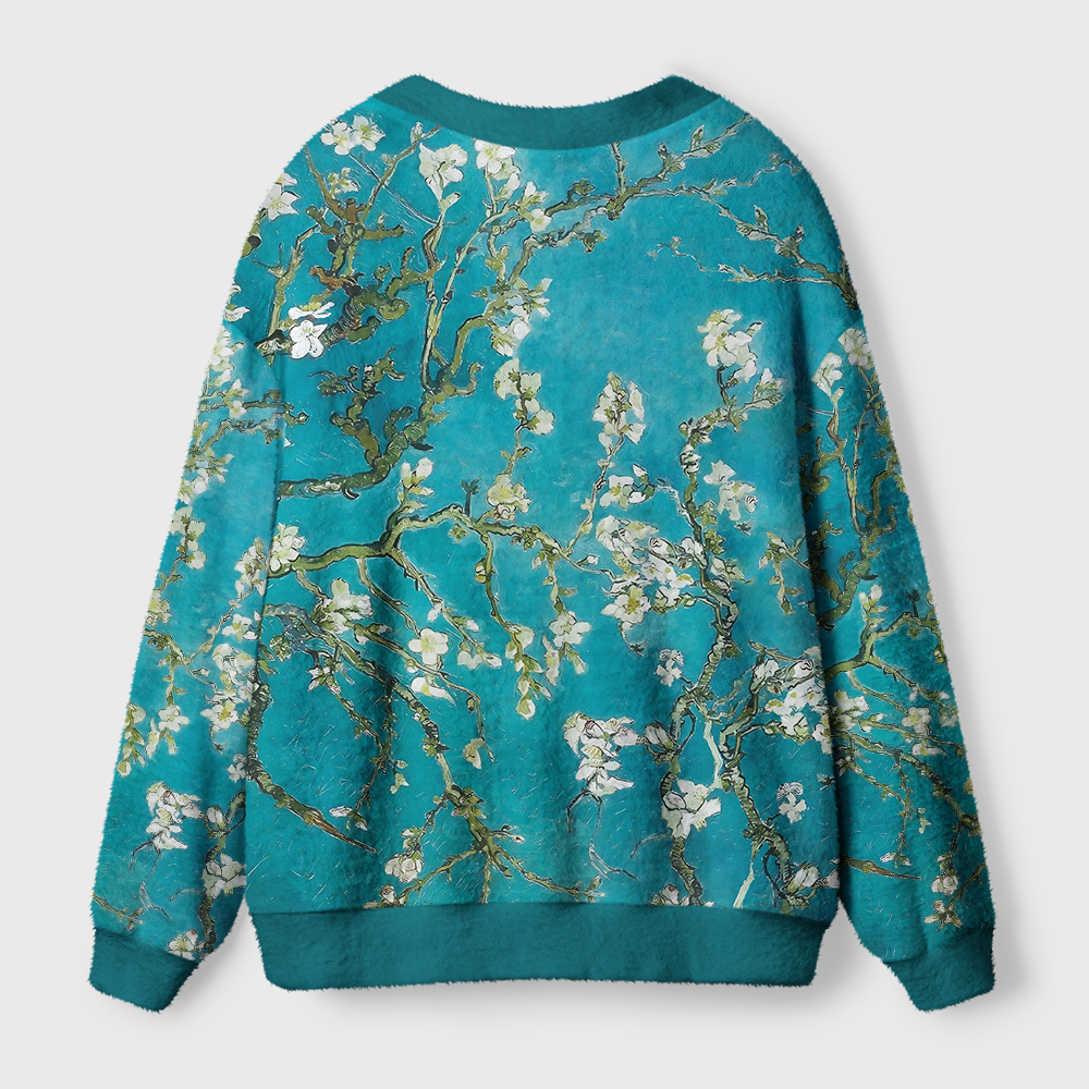 Tokyo-Tiger Blossoming Almond Tree Ugly Cardigan Sweater