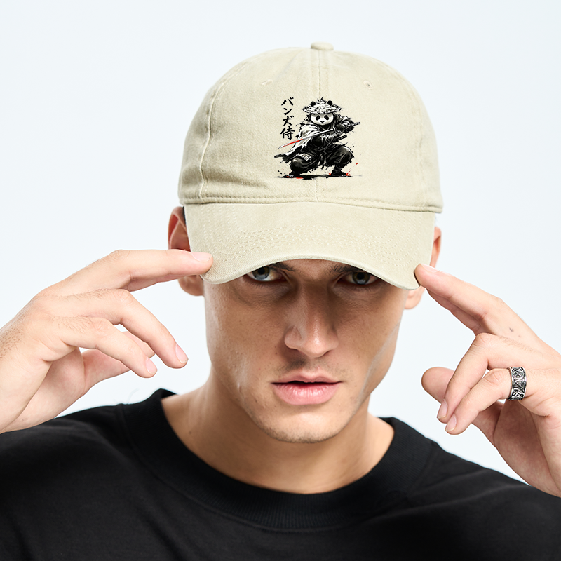 Tokyo-Tiger Panda Samurai Warrior Washed Cap