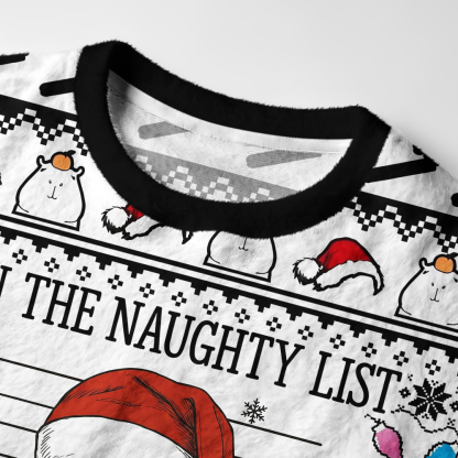 Tokyo-Tiger Funny Capybara Naughty List Fuzzy Christmas Ugly Sweatshirt