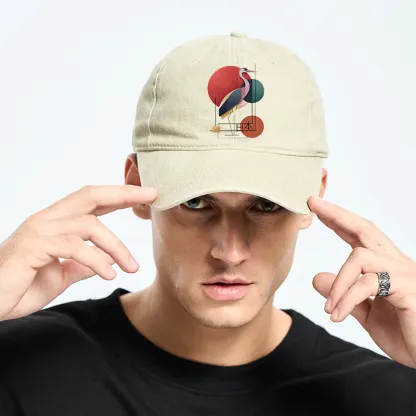 Tokyo-Tiger Geometric Crane Art Washed Cap
