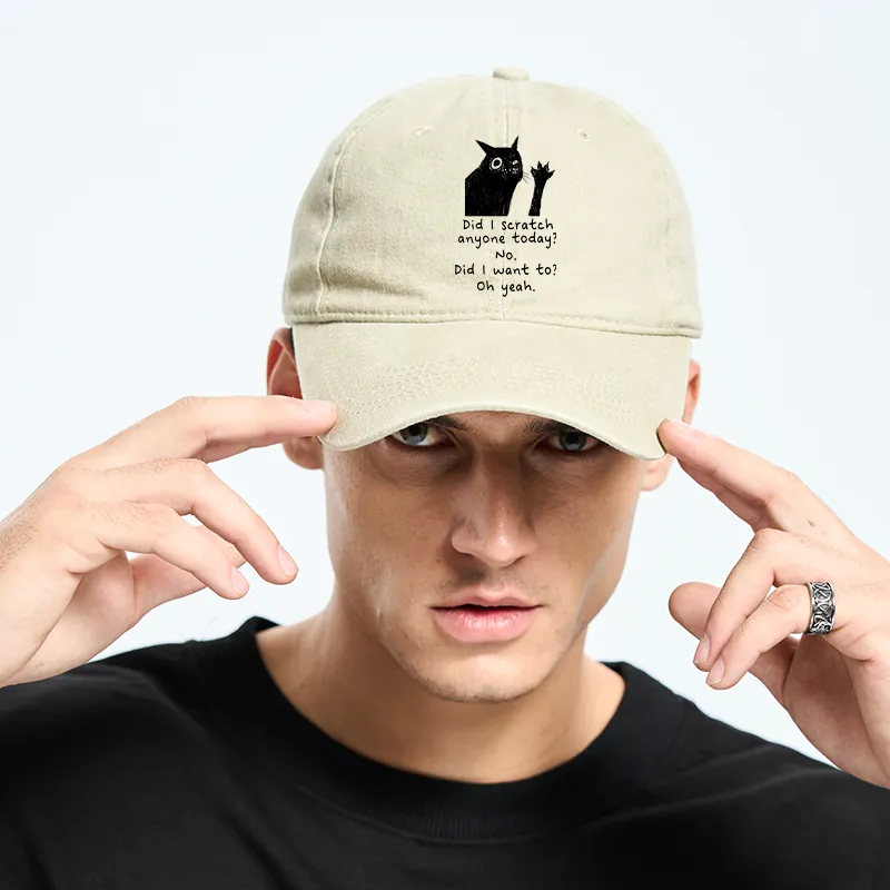 Tokyo-Tiger Black Cat Scratches People Washed Cap