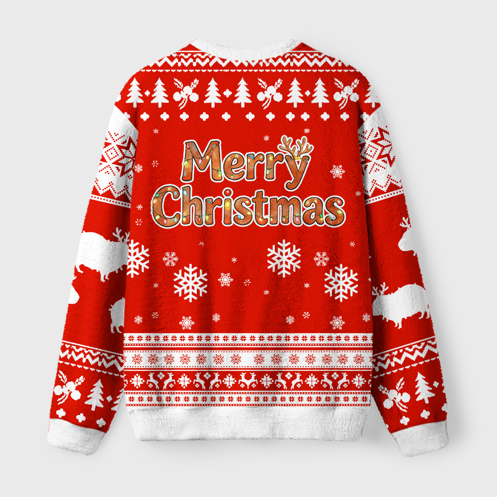 Tokyo-Tiger Christmas Capybara Glow Fuzzy Christmas Ugly Sweatshirt