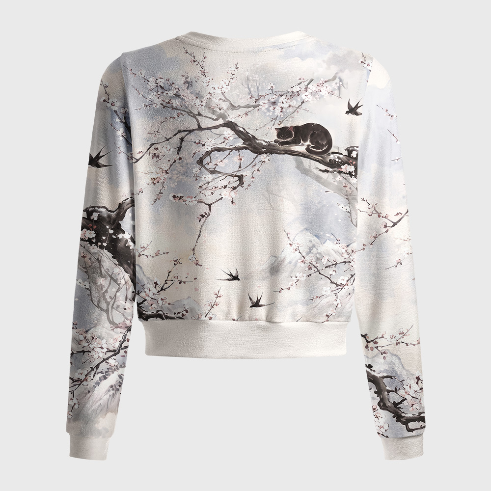 Tokyo-Tiger Oriental Ink Painting Sleeping Black Cat Women's Lightweight Cardigan