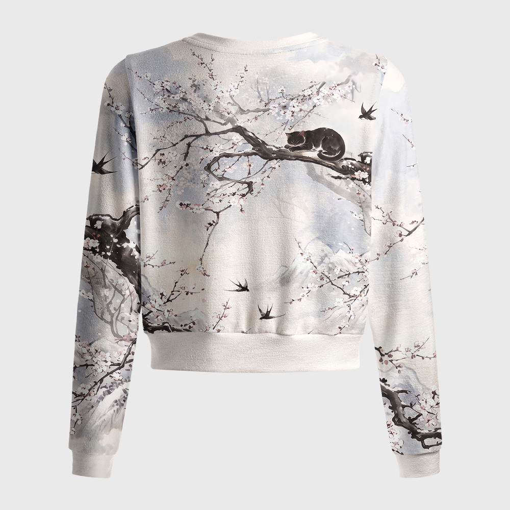Tokyo-Tiger Oriental Ink Painting Sleeping Black Cat Women's Lightweight Cardigan