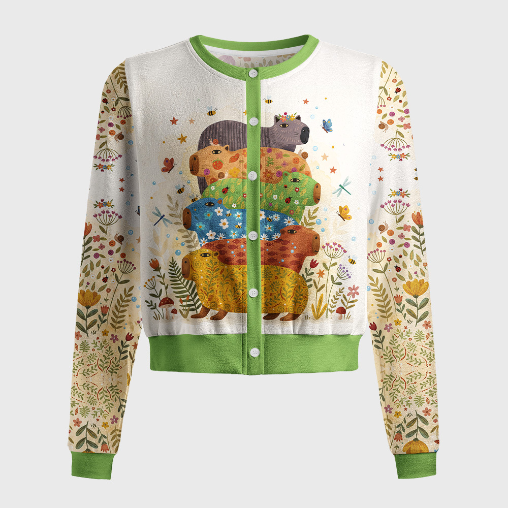 Tokyo-Tiger Colorful Capybaras Women's Lightweight Cardigan