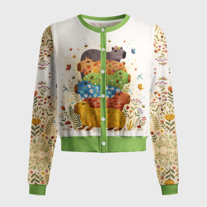 Tokyo-Tiger Colorful Capybaras Women's Lightweight Cardigan
