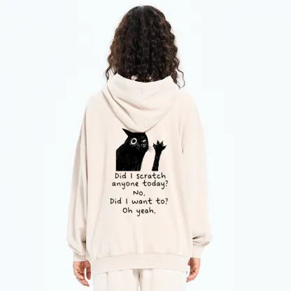 Tokyo-Tiger Black Cat Scratches People Washed Zip Hoodie