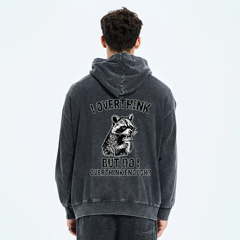 Tokyo-Tiger Constant Overthinking Washed Zip Hoodie