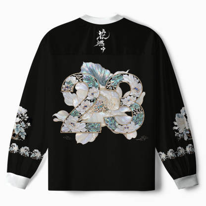 Tokyo-Tiger Lotus Adorned With Golden Specks Paneled Long Sleeve Jersey
