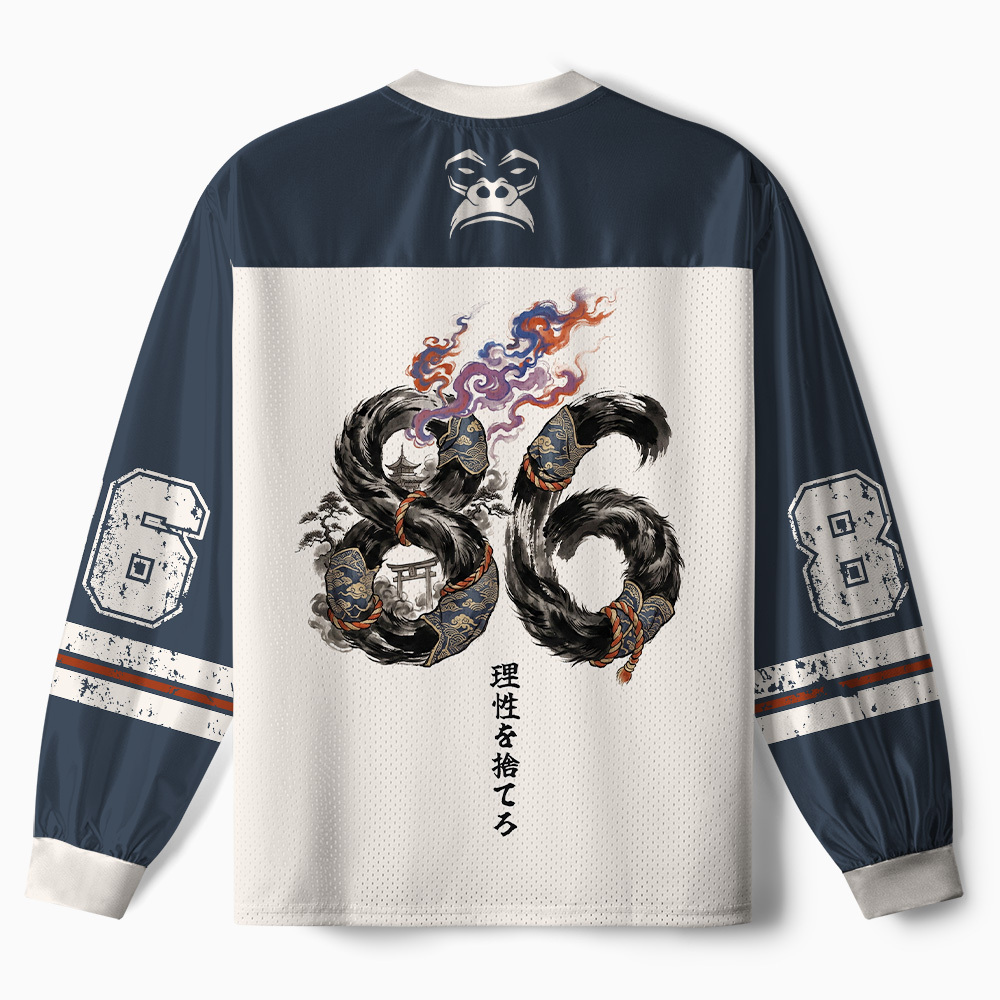Tokyo-Tiger Japanese Demon Gorilla Ukiyo‑e Art Paneled Long Sleeve Jersey